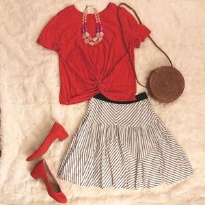 Anthropologie Tiered Stripe Midi Skirt